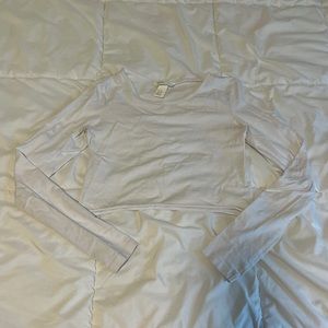 H&M White Long Sleeve Tee (Cropped by hand)
